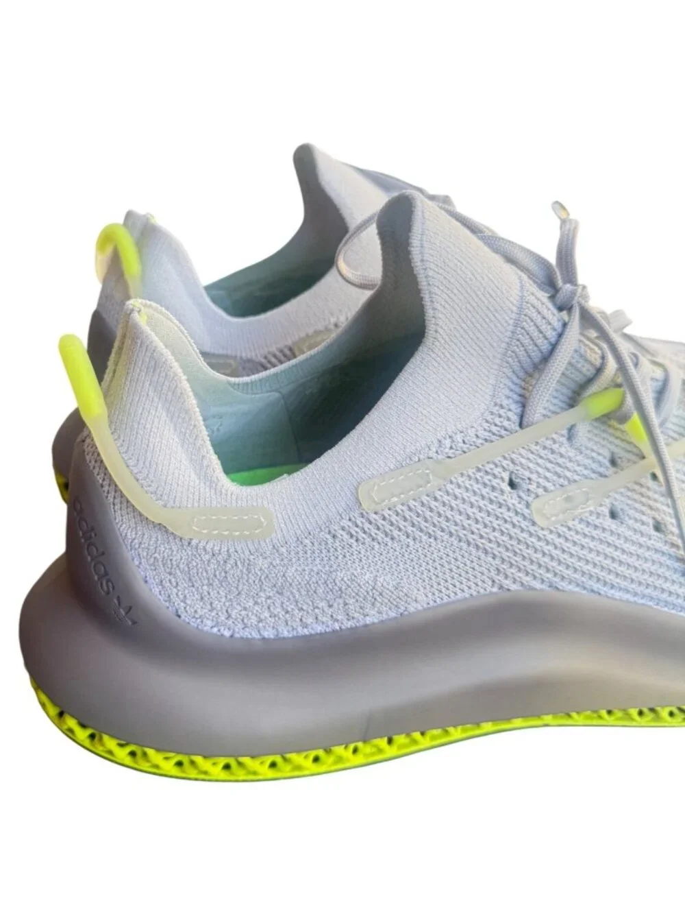 Adidas 4D Fusio Men Size 13.5 Gray Neon Yellow Knit Running Shoes FY5928